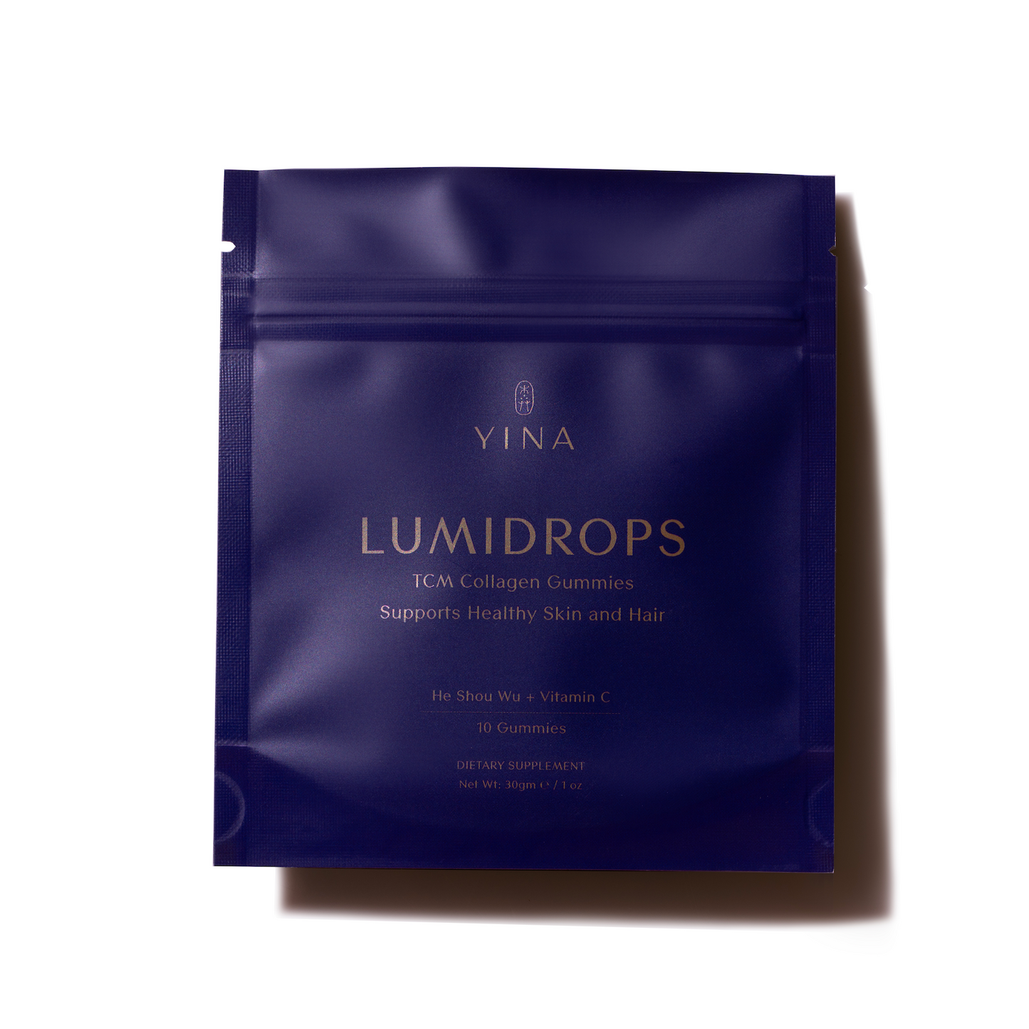 YINA Lumidrops collagen gummy package on a white background