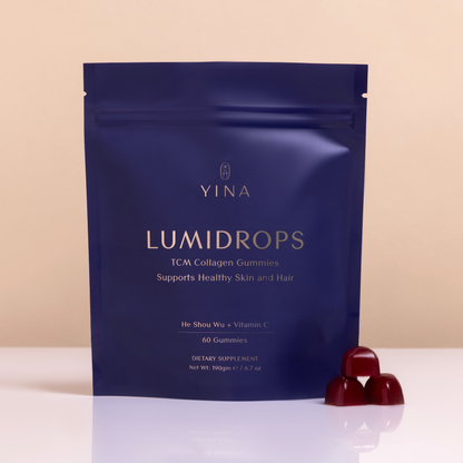 YINA Lumidrops package with two red gummies on a clean background